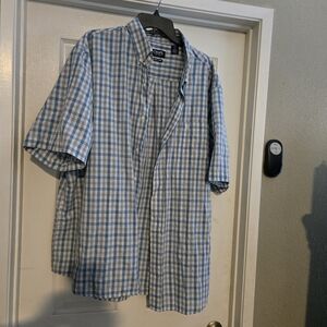 Chaps Light Blue Plaid Casual Button Down Shirt